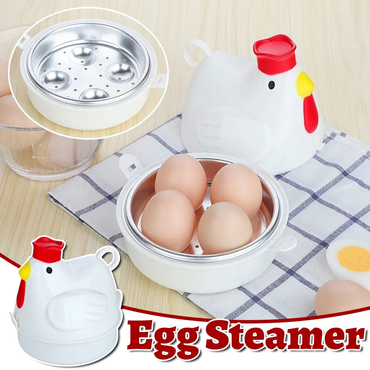 Quick Breakfast Microwave Egg Steamer - 4 Egg Boiler for Home Kitchen
